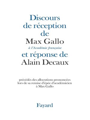 cover image of Discours de réception à l'Académie française